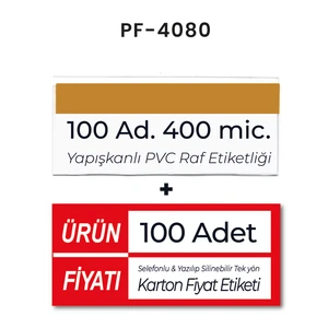 Damga Market Pvc Arkası Yapışkanlı Raf Önü Etiketliği+Silinebilir Karton Iç Etiketi (4X8CM Set)