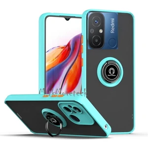 M.TK Moveteck Xiaomi Redmi 12C Uyumlu Kılıf Kamera Çıkıntılı Korumalı Arkası Mat Renkli Tuşlu Yüzüklü Standlı Armor Kapak