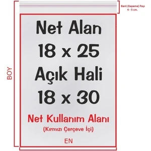 18X25+5 Cm. (18*30) 100 Adet - Şeffaf Bantlı Yapışkanlı Opp Jelatin Poşet