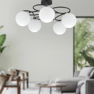 Rodonit 5li Siyah Krom Beyaz Camlı Modern Sarkıt Genç Odası Yatak Odası Retro Salon Avize