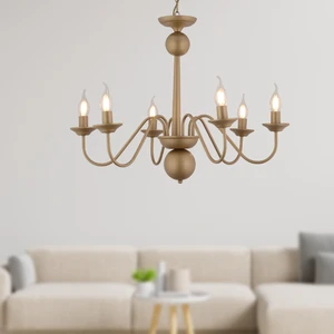 Behir 6lı Eskitme Boyalı Şapkalı Modern Oturma Odası, Yatak Odası Salon Avize