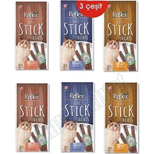 Stick Kedi Ödül Maması 3 Farklı Kedi Ödül Çubuğu 6 Adet