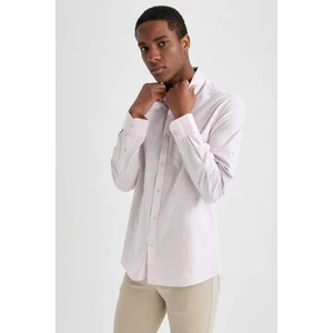 Slim Fit Keten Görünümlü Uzun Kollu Gömlek N9066AZ23SM