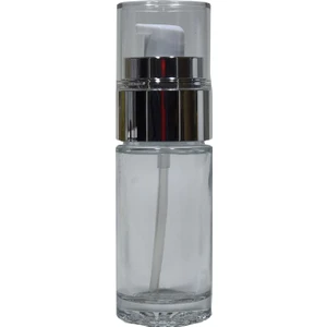Cam Şişe 40 ml Krem ve Losyon Için Şeffaf Gümüş Renk Kapaklı