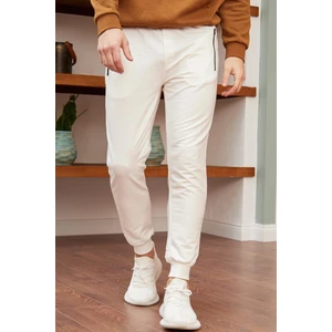 Erkek Basic Fit Kalıp Eşofman Altı Ekru - 948DNGR