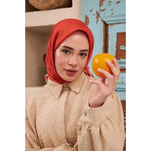 Ipekhan Monogram Serisi Kiremit Pamuk Viskon Eşarp 1118-02