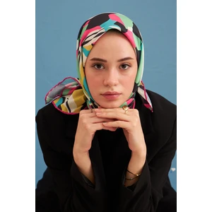 Daphne Turkaz Siyah Pamuk Viskon Eşarp Modeli