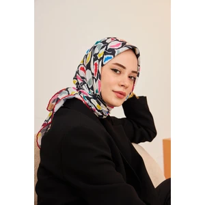 Lupin Siyah Fuşya Pamuk Viskon Eşarp Modeli
