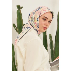 Pastel Ekru Pamuk Viskon Eşarp Modeli