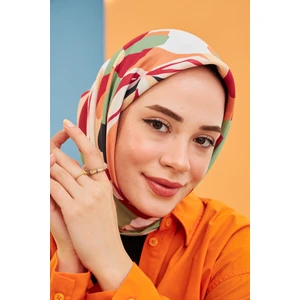 Daphne Desenli Bordo Siyah Pamuk Eşarp