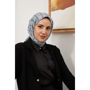 Ipekhan Çizgi Desen Serisi Gri Pamuk Viskon Eşarp 1125-05