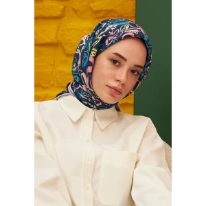 Pastel Koyu Mavi Pamuk Viskon Eşarp Modeli