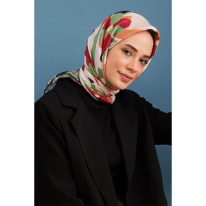 Daphne Bordo Yeşil Pamuk Viskon Eşarp Modeli