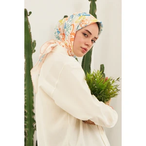 Pastel Turuncu Pamuk Viskon Eşarp Modeli