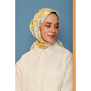 Pastel Sarı Pamuk Viskon Eşarp Modeli