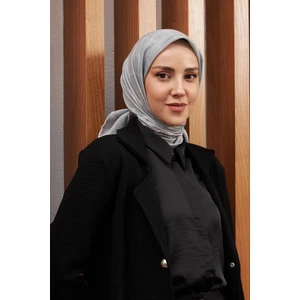 Ipekhan Çizgi Desen Serisi Gümüş Pamuk Viskon Eşarp 1125-06