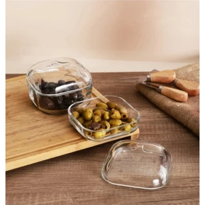 Kapaklı Kahvaltılık - 3 Lü Çok Amaçlı Cam Saklama Kabı 96888