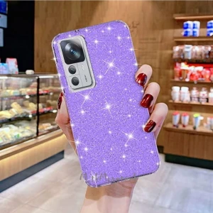 M.TK Moveteck Xiaomi Mi 12T ve Mi 12T Pro Uyumlu Kılıf Kamera Çıkıntılı Korumalı Parlak Parıltılı Simli Darbe Koruyucu Kapak