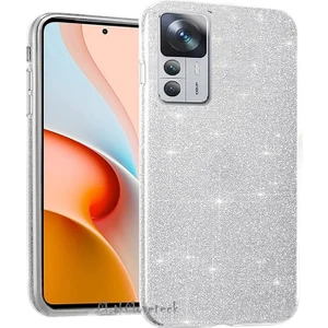 M.TK Moveteck Xiaomi Mi 12T ve Mi 12T Pro Uyumlu Kılıf Kamera Çıkıntılı Korumalı Parlak Parıltılı Simli Darbe Koruyucu Kapak