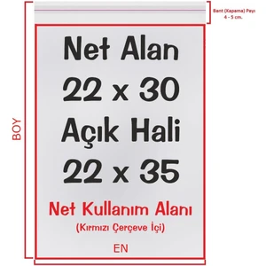 22X30+5 Cm. (22*35) 100 Adet - Şeffaf Bantlı Yapışkanlı Opp Jelatin Poşet