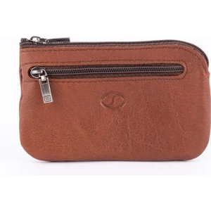 Shop GG 609 Model Hakiki Deri Ortadan Fermuarlı Anahtarlık Taba