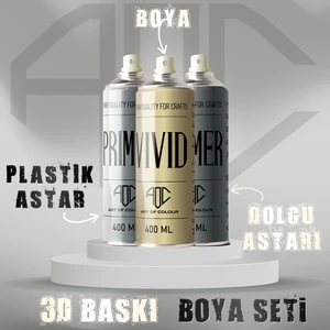 Art Of Colour 3D Baskı Sprey Boya+Plastik Astar+Dolgu Astarı