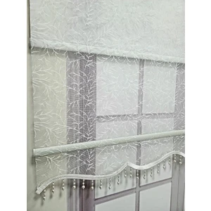 Bbb Dal Desenli Boncuklu Çift Mekanizmalı Tül Stor Perde Ekru TS2013B