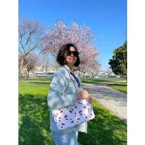 Kiraz Desenli Bez Çanta