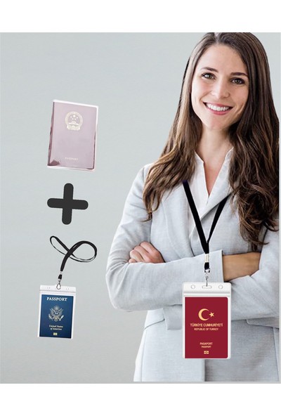 Gempo 2’li Seyahat Seti Şeffaf Pasaport Kılıfı + Kayıp Önleyici Askılı Pasaportluk Biletlik Üniversal