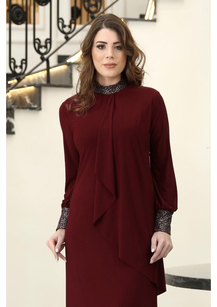 Efsane Tesettür Elbise Bordo fiyatları