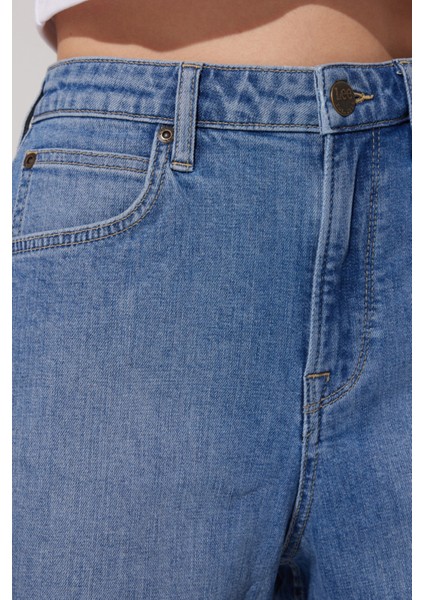Stella Regular Fit Normal Kesim Yükek Bel Mavi Esnek Jean Kot Şort