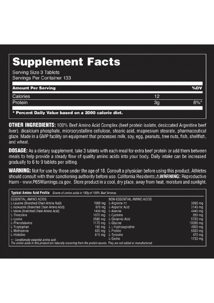 100% Beef Aminos 400 Tabs