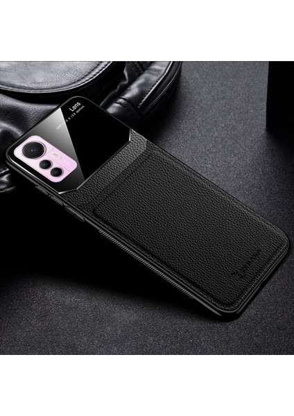 Xiaomi Mi 12 Lite Kılıf Zebana Lens Deri Kılıf Siyah