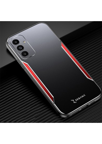 Samsung Galaxy A14 5g Kılıf Zebana Metal Mitras Kılıf (Silikon Kenar) Kırmızı