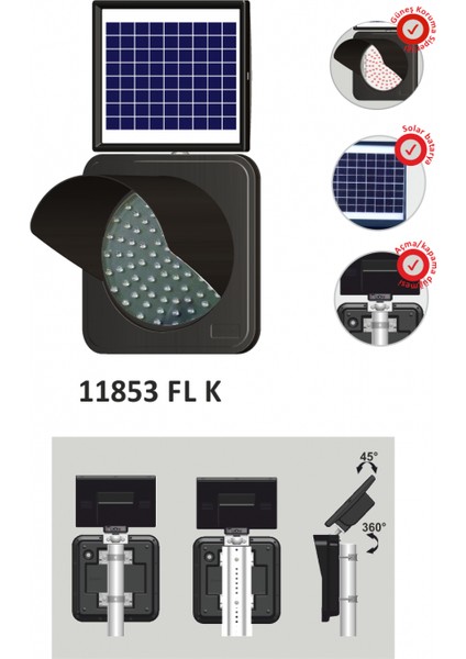 Solar Led'li SİPERLİKLİ LAMBA ( Ø300 mm )
