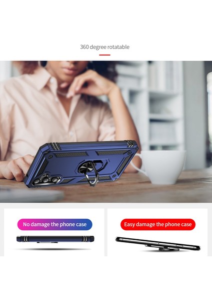 Casestreet Samsung Galaxy A54 Kılıf Vega Sert Silikon Tank Standlı Yüzüklü Mıknatıslı Kırmızı