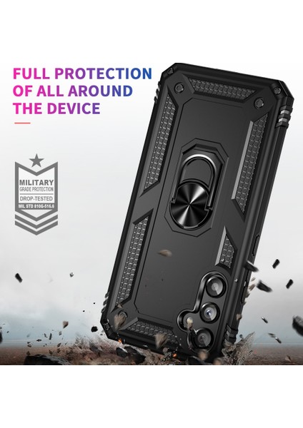 Casestreet Samsung Galaxy A14 Kılıf Vega Sert Silikon Tank Standlı Yüzüklü Mıknatıslı Lacivert fiyatları