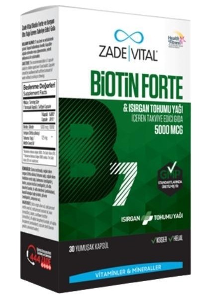 Biotin Forte Isırgan Tohumu Yağı Içeren Takviye Edici Gıda 5000MCG 30 Kapsül