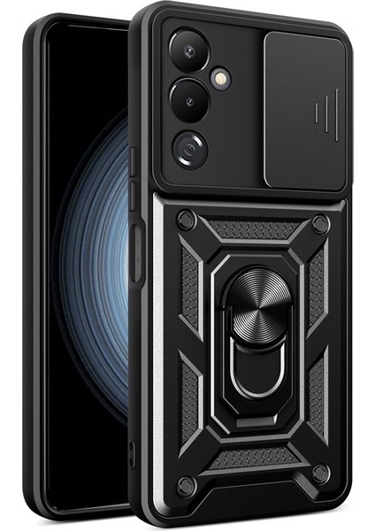 Tecno Pova Neo 2 Kılıf Sert Silikon Tank Aramid Sürgülü Vega Yüzüklü Siyah