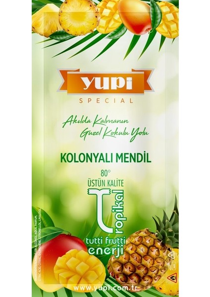 Yupi Tropikal 80° Kolonyalı Mendil 25'li