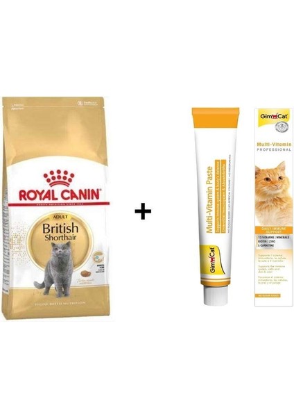 British Shorthair Yetişkin Kedi Maması 2 kg + Gimcat Multivitamin 100 gr
