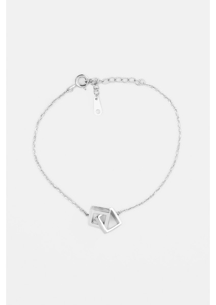 Minimal 18 Ayar Beyaz Altın Kaplama Gümüş Zincir Bileklik