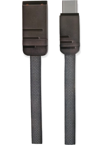 FH-004 Metal Başlık Kumaş Kaplamalı Type-C Şarj ve Yazılım Kablosu