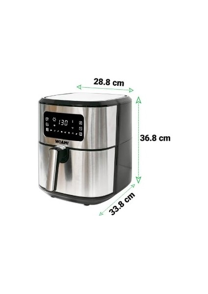 Airfryer 6.5 L Akıllı Yağsız Hava Fritözü Metallic