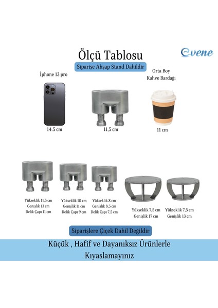 Ahşap Ayaklı Beton Saksı Büyük Boy Set 3 Adet Pantolon Model