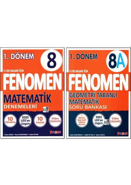 Fenomen 8. Sınıf LGS 1. Dönem Matematik Deneme + Geometri Taban'li Matematik Soru Bankası 2 Kitap