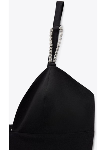 Taşlı Askılı Mini Tasarım Elbise Vıp Collection