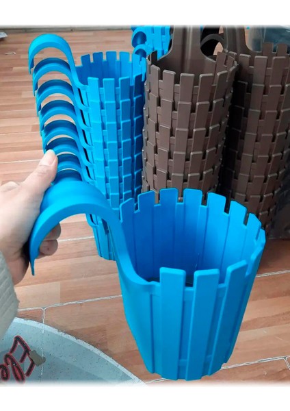 Akasya Tekli Kolay Askı 1,5 Litre Antrasit Gri Askılı Balkon Küpeşte Saksısı Plastik Çit Saksı 15CM