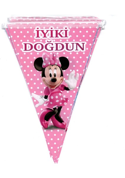 Minnie Mouse Temalı Üçgen Flama Bayrak Süs
