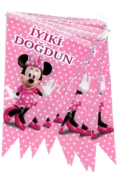 Minnie Mouse Temalı Üçgen Flama Bayrak Süs